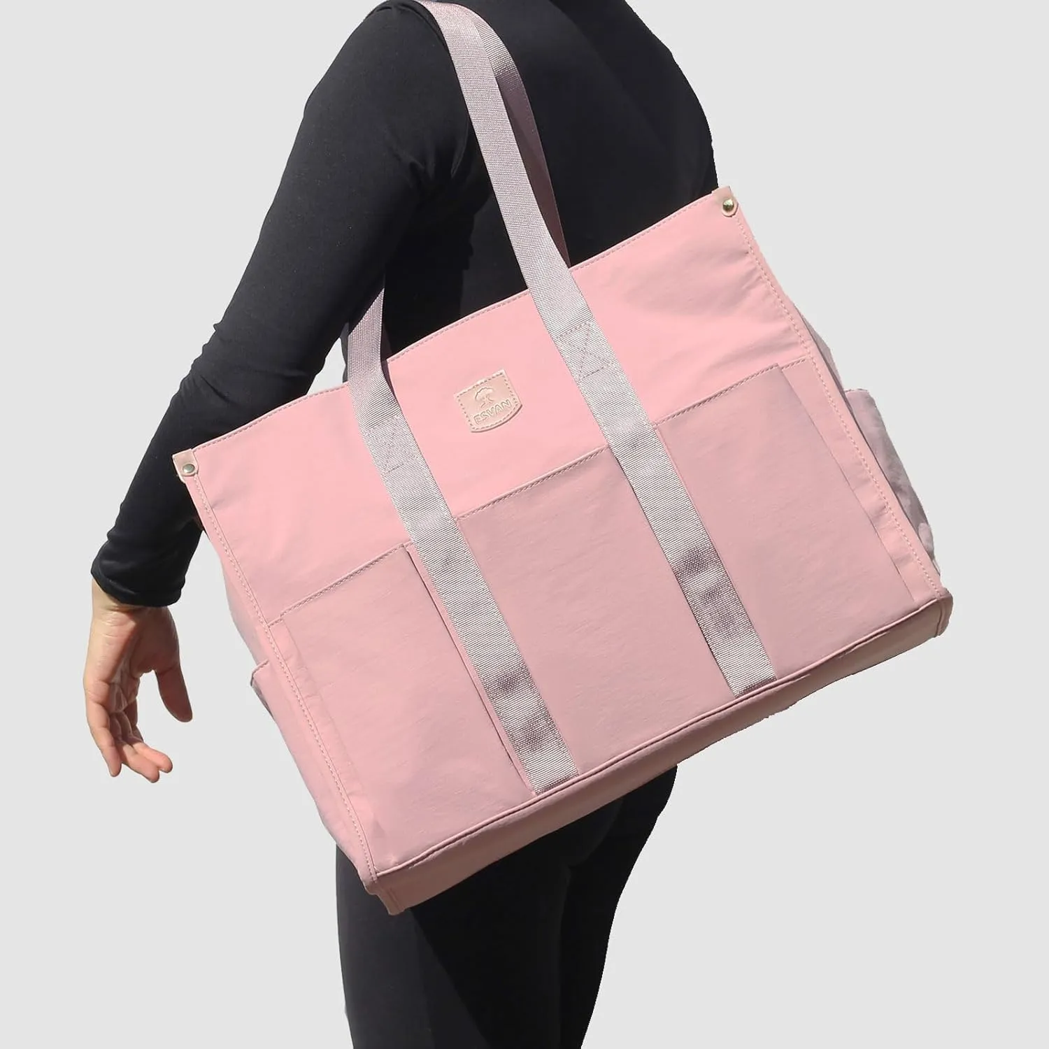 ESVAN Utility Tote Bag with Zip Top Waterproof Teacher Tote Bag for Teacher Work Women Beach