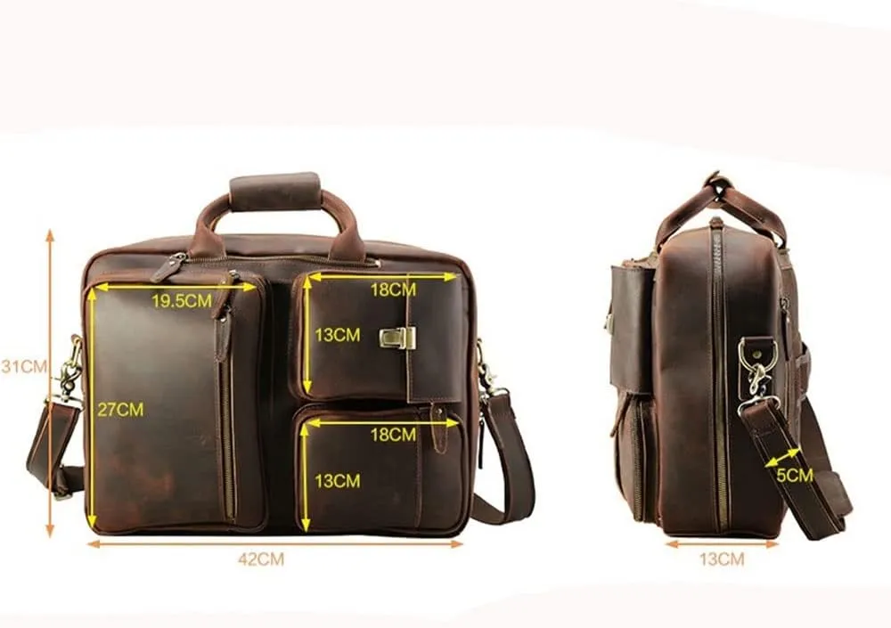 European and American Men's Large Briefcase 17 Inch Multifunctional Computer Bag Retro Backpack Men's Bag