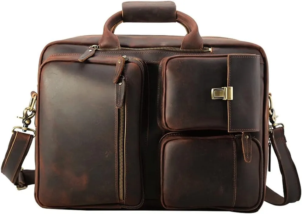 European and American Men's Large Briefcase 17 Inch Multifunctional Computer Bag Retro Backpack Men's Bag