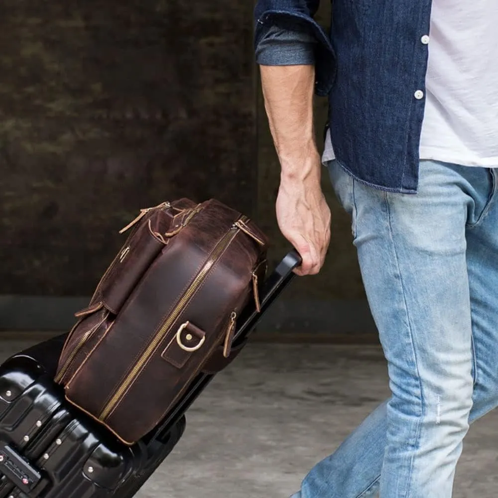 European and American Men's Large Briefcase 17 Inch Multifunctional Computer Bag Retro Backpack Men's Bag