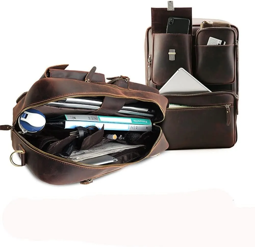 European and American Men's Large Briefcase 17 Inch Multifunctional Computer Bag Retro Backpack Men's Bag