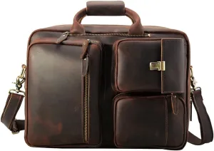 European and American Men's Large Briefcase 17 Inch Multifunctional Computer Bag Retro Backpack Men's Bag