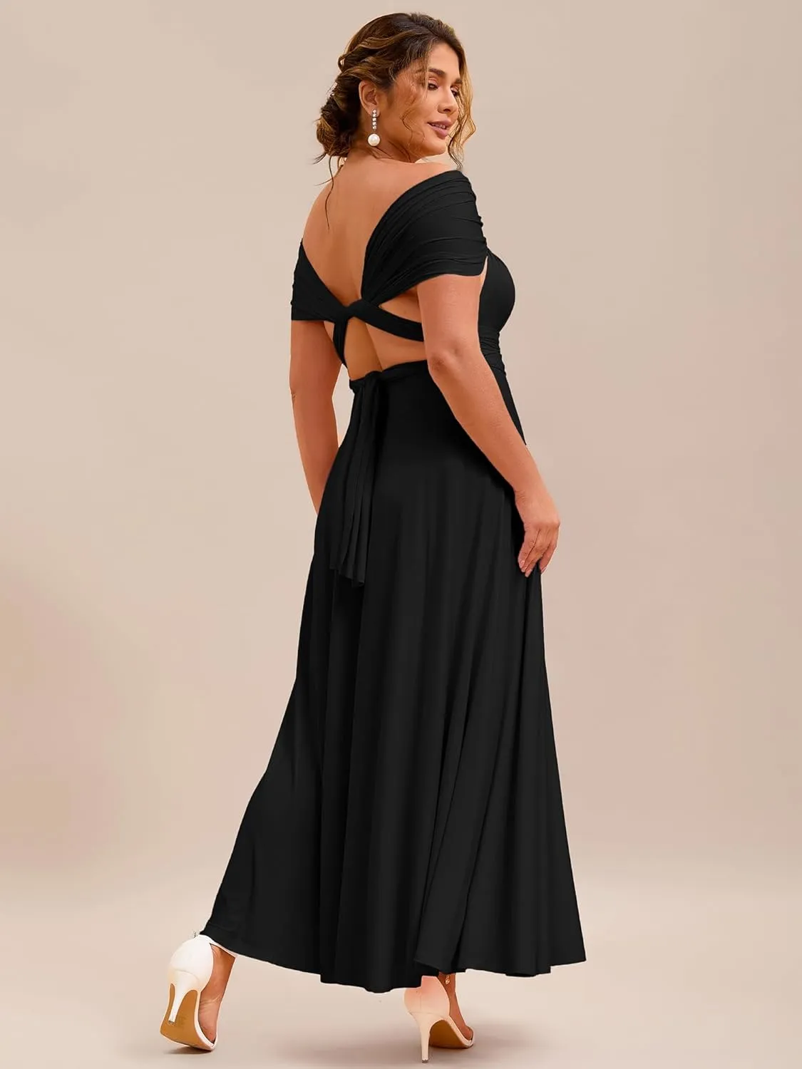 Ever-Pretty Plus Women's Summer Multi-Way Sexy Twist Wrap Maxi Convertible Plus Size Bridesmaid Dresses