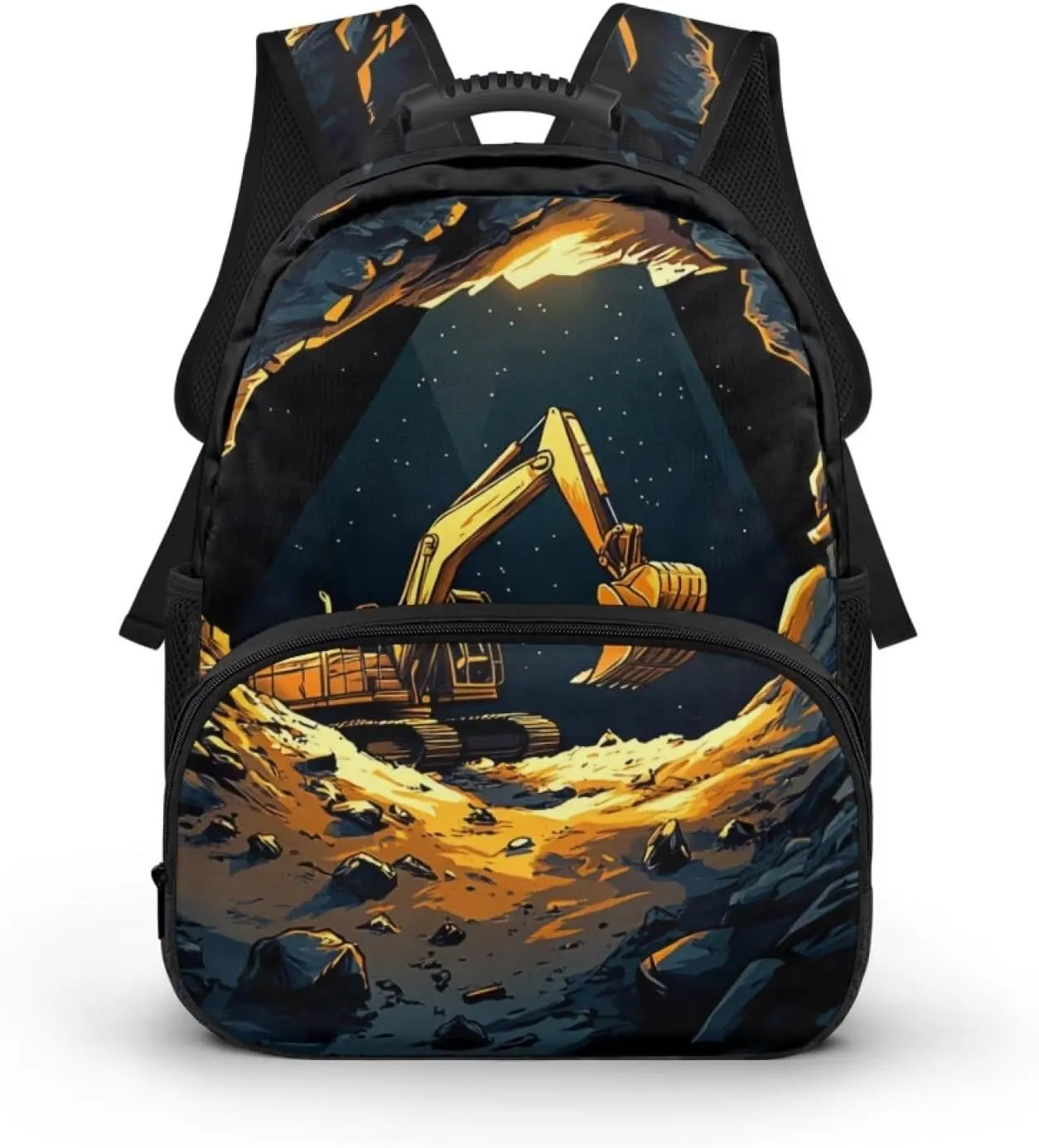 Excavator Backpack for Preschool Casual Shoulder Bag with Adjustable Strap for Kids Boys Polyester School Bag for Kindergarten Preschool Travel Hiking
