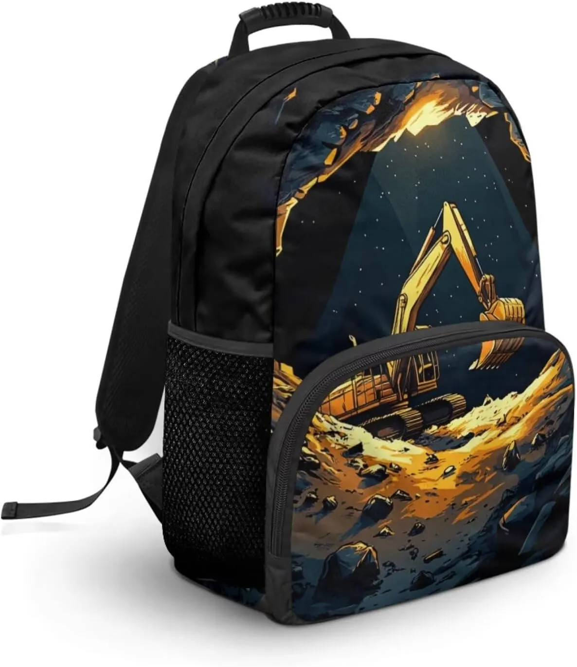 Excavator Backpack for Preschool Casual Shoulder Bag with Adjustable Strap for Kids Boys Polyester School Bag for Kindergarten Preschool Travel Hiking