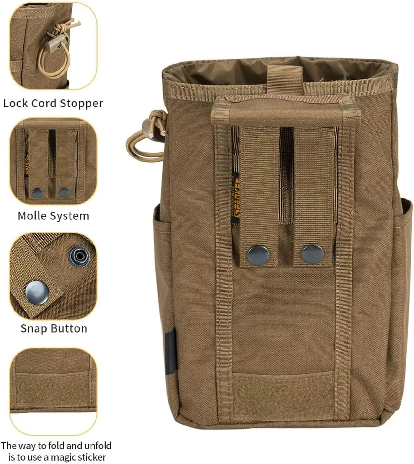 EXCELLENT ELITE SPANKER Molle Dump Pouch Drawstring Magazine Utility Pouch Folding Dump Pouch Waist Bag
