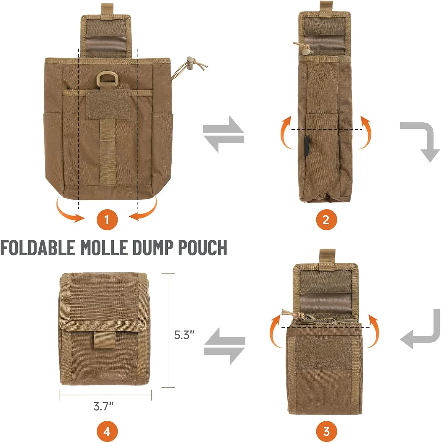 EXCELLENT ELITE SPANKER Molle Dump Pouch Drawstring Magazine Utility Pouch Folding Dump Pouch Waist Bag