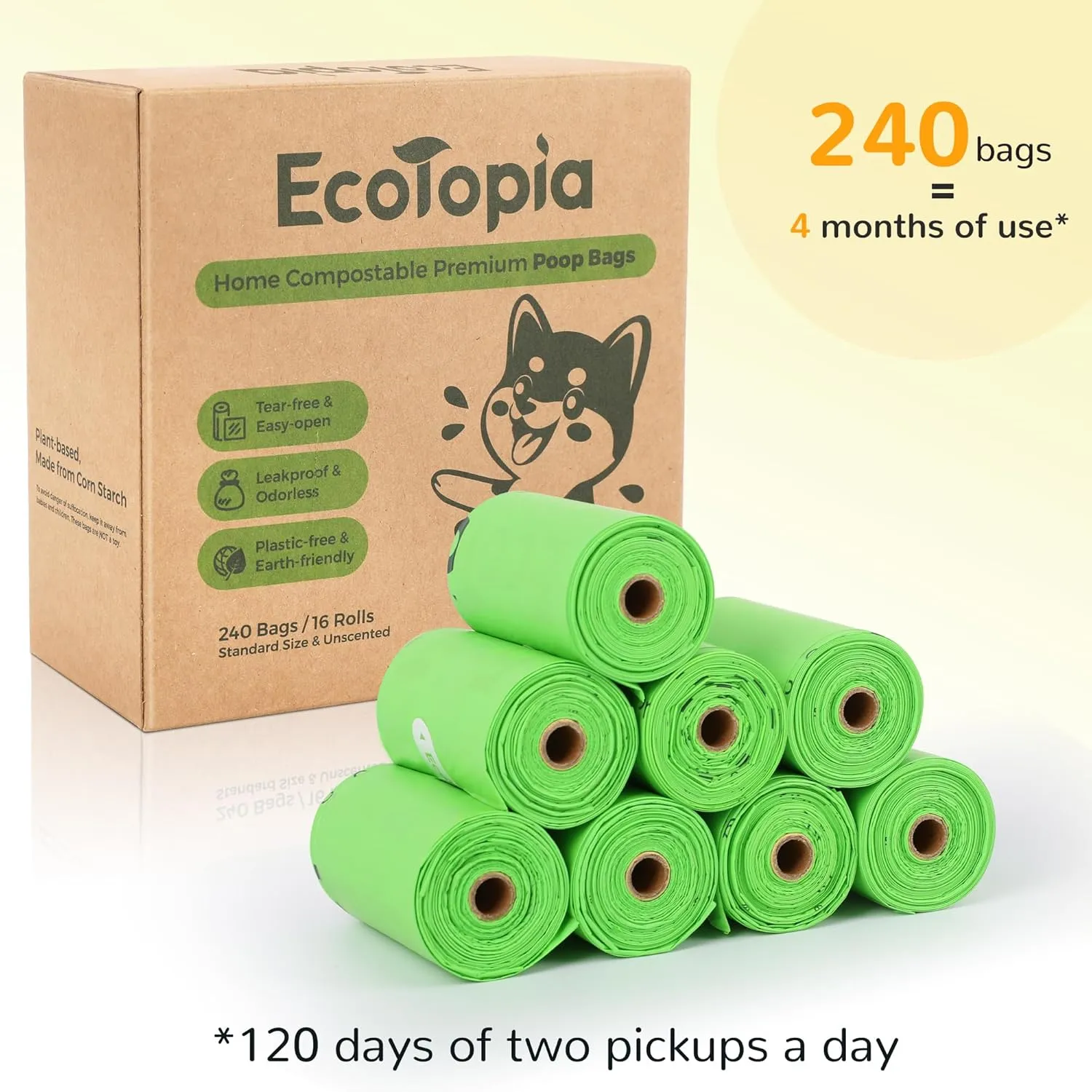 Extra 20% Thicker Dog Poop Bags (No Tearing Needed),100% Certified Biodegradable Poop Bags for Dogs,Compostable Dog Waste Bags,Cat Litter Bags,ASTM D6400 & EN 13432 Compliant,120 Bags,Dark Green