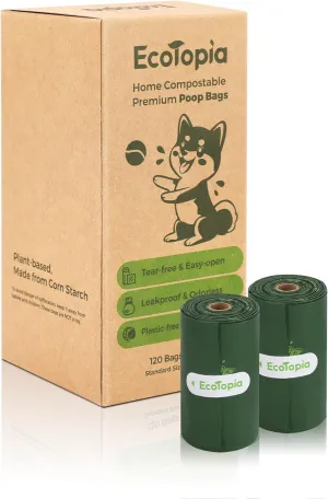 Extra 20% Thicker Dog Poop Bags (No Tearing Needed),100% Certified Biodegradable Poop Bags for Dogs,Compostable Dog Waste Bags,Cat Litter Bags,ASTM D6400 & EN 13432 Compliant,120 Bags,Dark Green