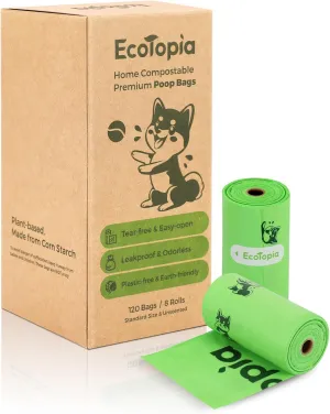 Extra 20% Thicker Dog Poop Bags (No Tearing Needed),100% Certified Biodegradable Poop Bags for Dogs,Compostable Dog Waste Bags,Cat Litter Bags,ASTM D6400 & EN 13432 Compliant,120 Bags,Light Green