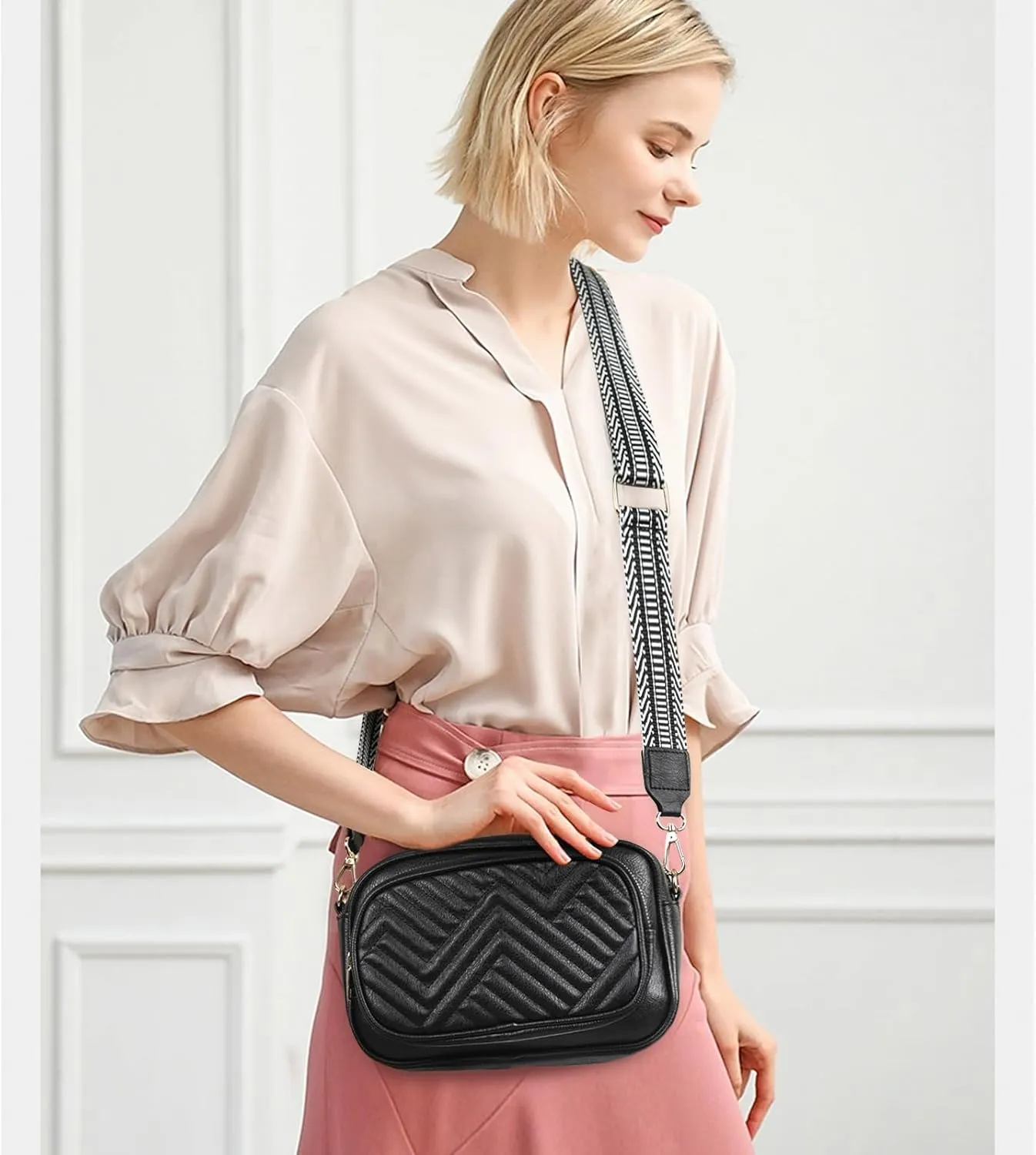 EXTREE crossbody Bags for Women,Trendy Shoulder Vegan Leather Handbags, Satchel Purse with Adjustable Wide Vintage Strap