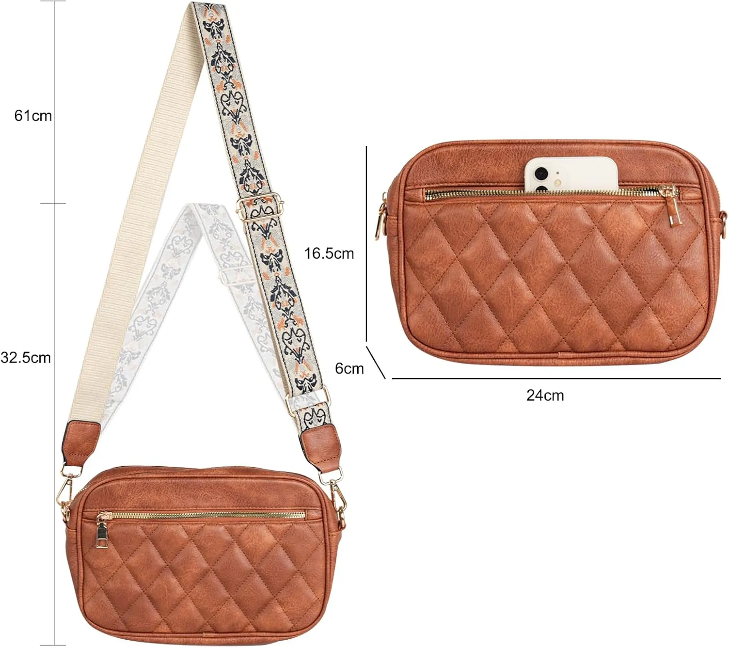 EXTREE crossbody Bags for Women,Trendy Shoulder Vegan Leather Handbags, Satchel Purse with Adjustable Wide Vintage Strap