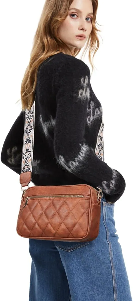 EXTREE crossbody Bags for Women,Trendy Shoulder Vegan Leather Handbags, Satchel Purse with Adjustable Wide Vintage Strap