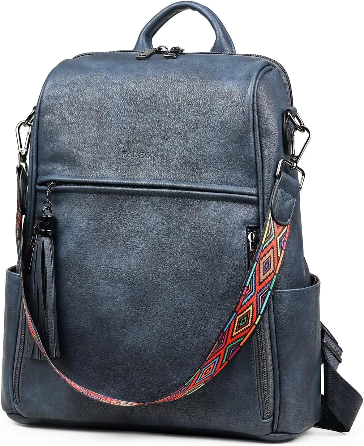 FADEON Leather Backpack Purse for Women Designer Travel Backpack Purses PU Fashion Ladies Shoulder Bag with Tassel