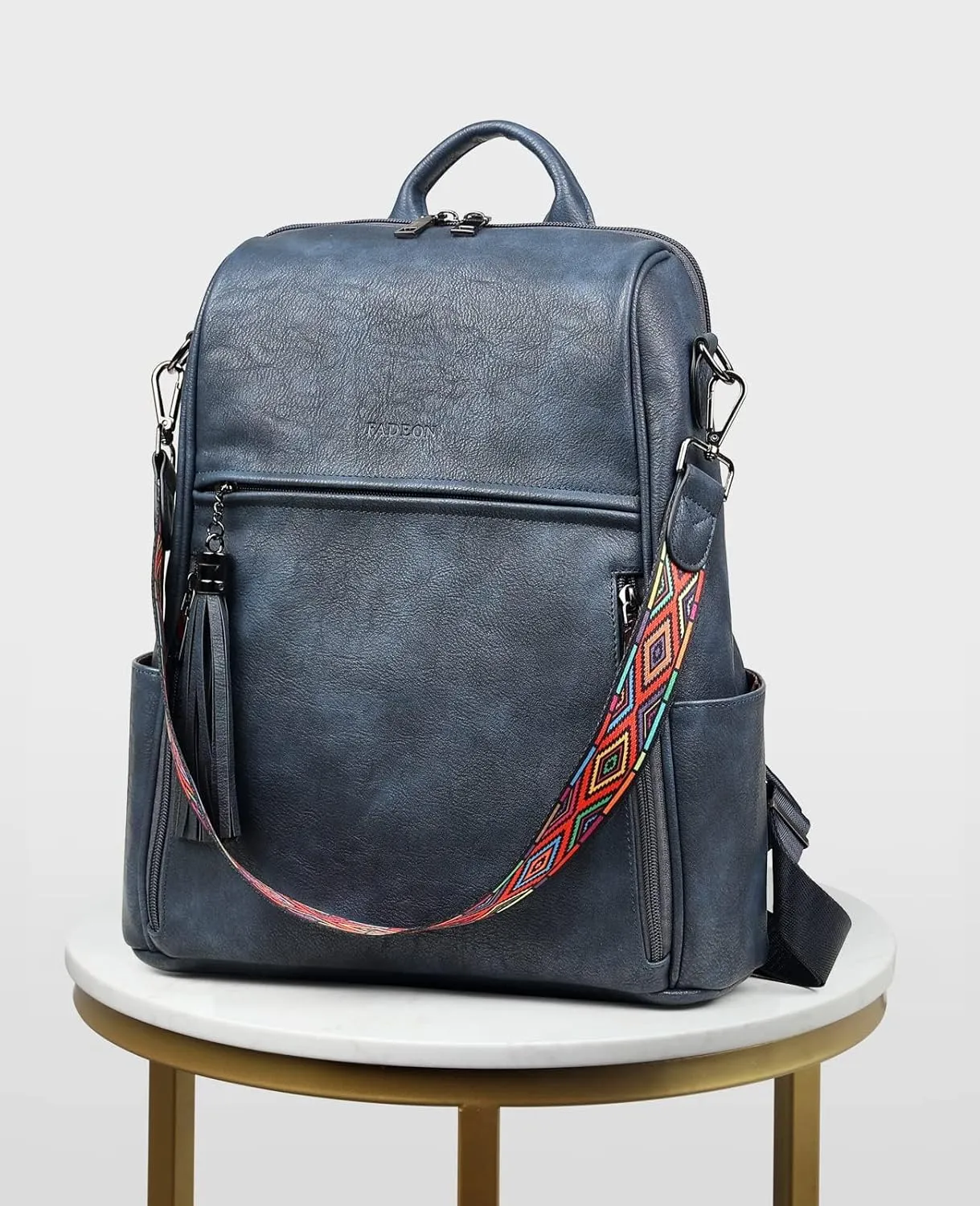 FADEON Leather Backpack Purse for Women Designer Travel Backpack Purses PU Fashion Ladies Shoulder Bag with Tassel