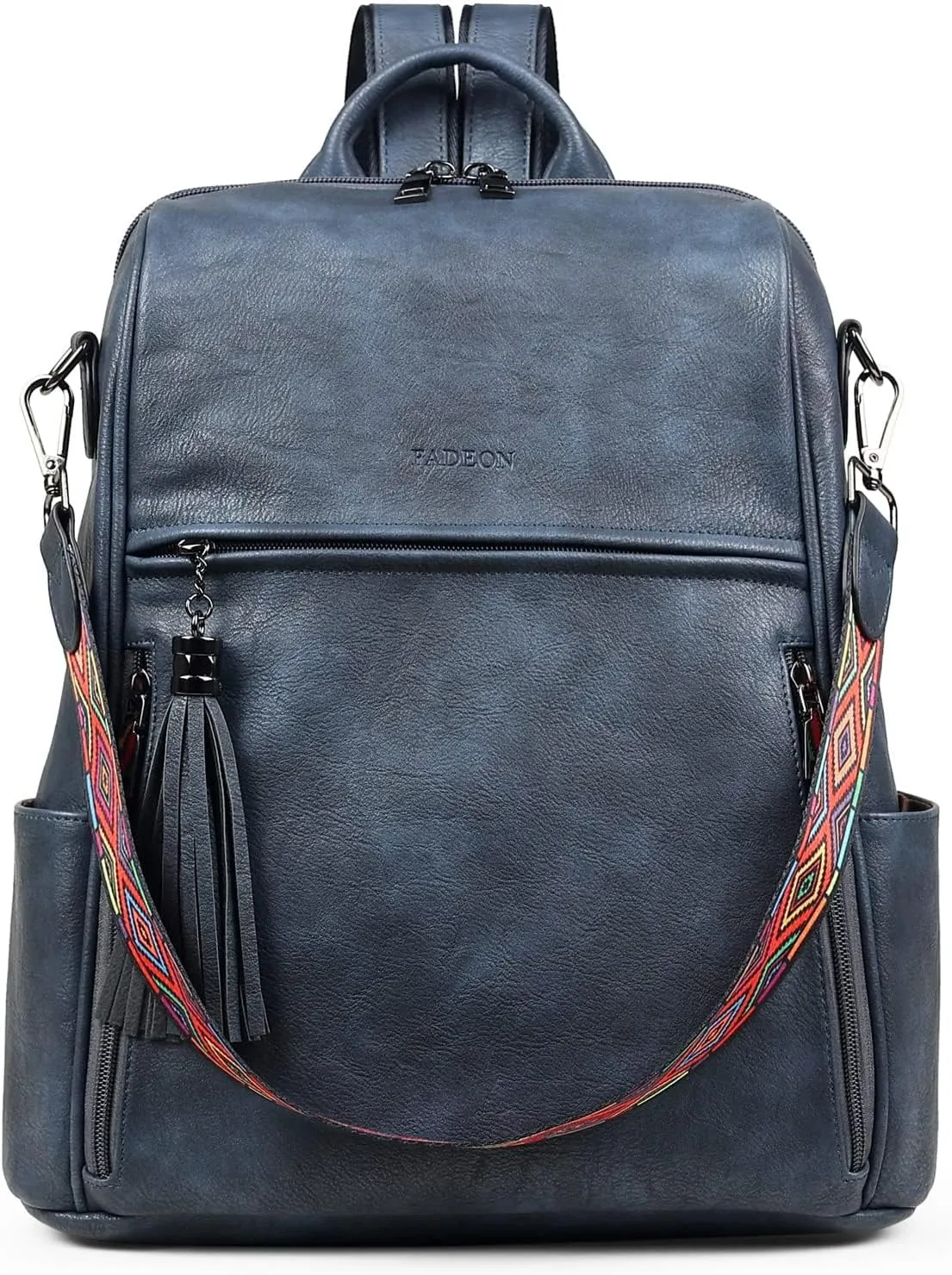 FADEON Leather Backpack Purse for Women Designer Travel Backpack Purses PU Fashion Ladies Shoulder Bag with Tassel