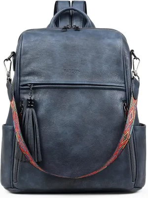FADEON Leather Backpack Purse for Women Designer Travel Backpack Purses PU Fashion Ladies Shoulder Bag with Tassel