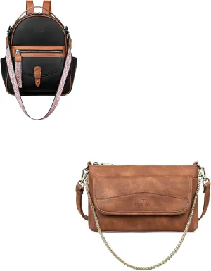 FADEON Small Purses for Women Clutch Wristlet Crossbody Bag and Mini Backpack Purse