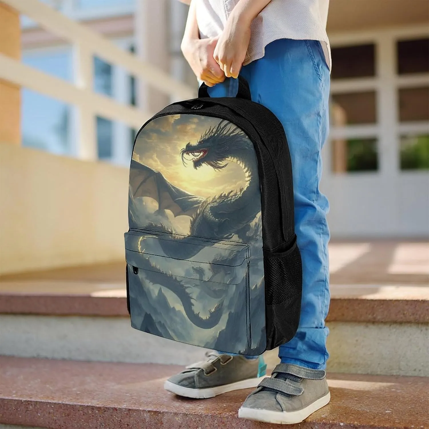 Fantasy Dragon Art Rucksacks Lightweight Multipurpose Anti-Theft Shoulder Bag Large Capacity Business Computer Bag With Smooth Zippers