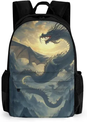 Fantasy Dragon Art Rucksacks Lightweight Multipurpose Anti-Theft Shoulder Bag Large Capacity Business Computer Bag With Smooth Zippers