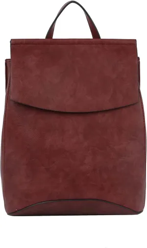 Fashion Convertible backpack Vegan Leather Travel Handbag Daily Shoulder Bag Multi Styles Colors (Wine)