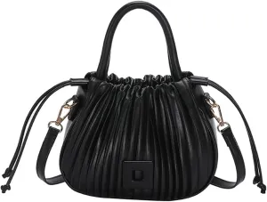 Fashion Handbags Women Shoulder Crossbody Bags For Women Tote PU Leather Bucket Bag(Black)