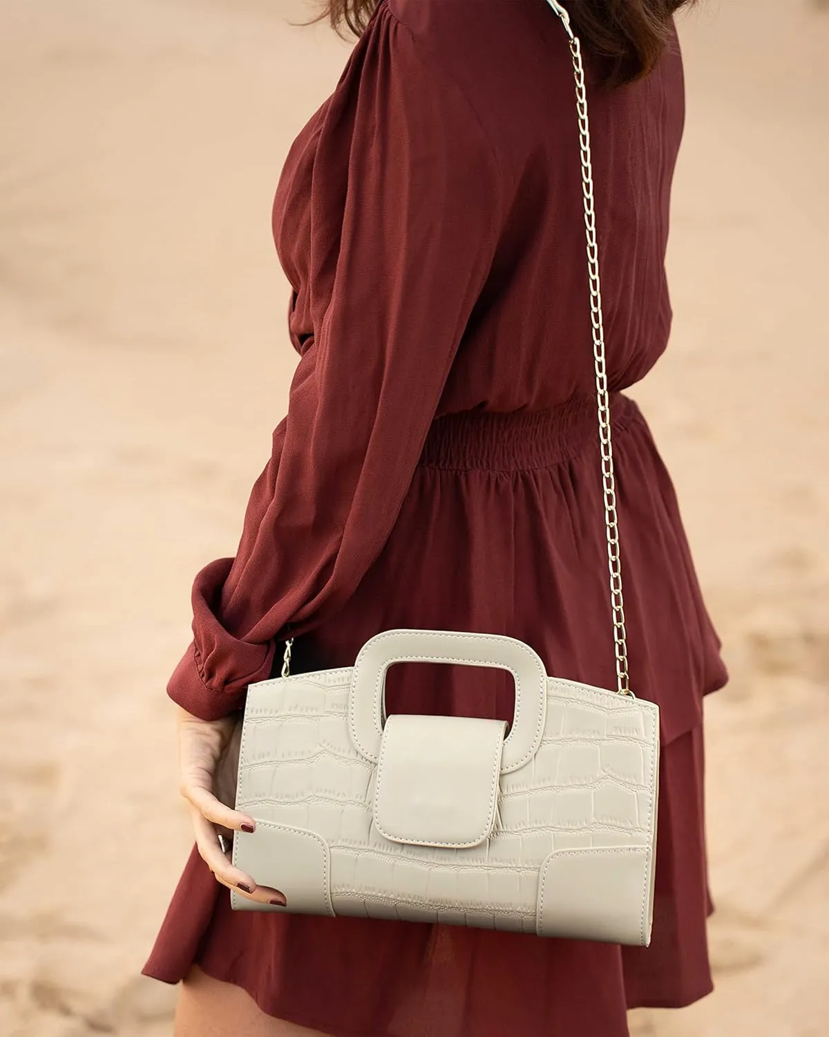 Fashion Women Flap Tote Top-Handle Handbag Crocodile Pattern Leather Clutch Purse Shoulder Crossbody