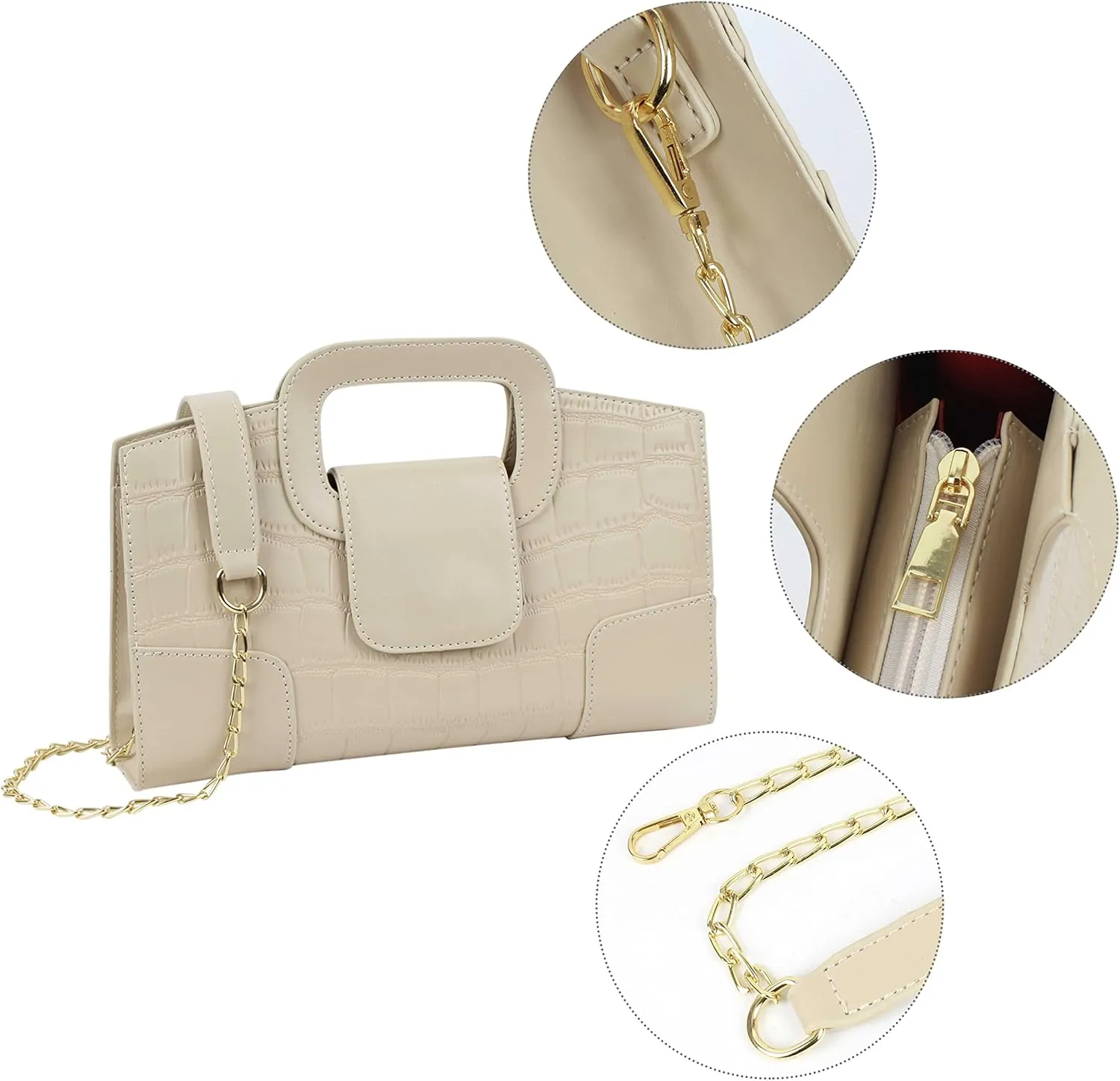 Fashion Women Flap Tote Top-Handle Handbag Crocodile Pattern Leather Clutch Purse Shoulder Crossbody