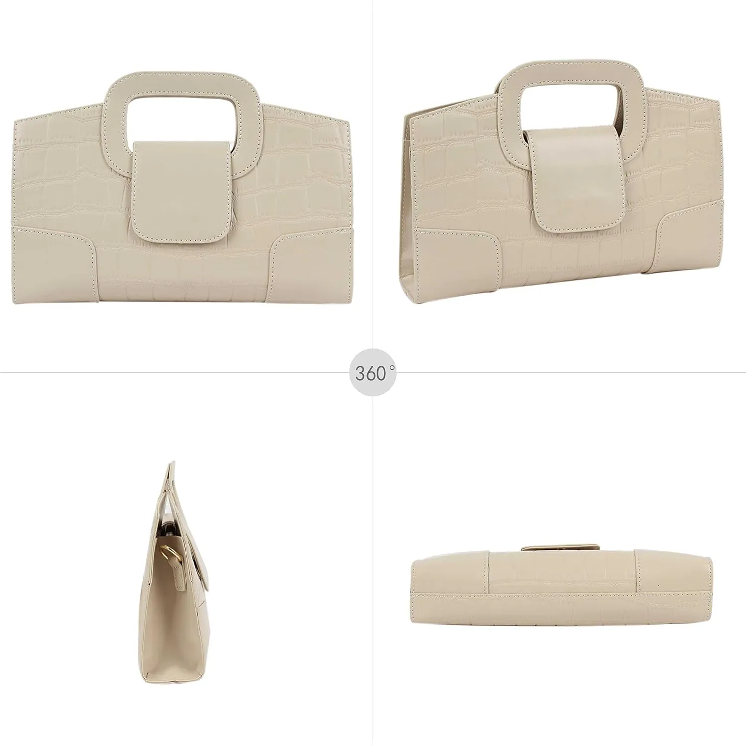 Fashion Women Flap Tote Top-Handle Handbag Crocodile Pattern Leather Clutch Purse Shoulder Crossbody