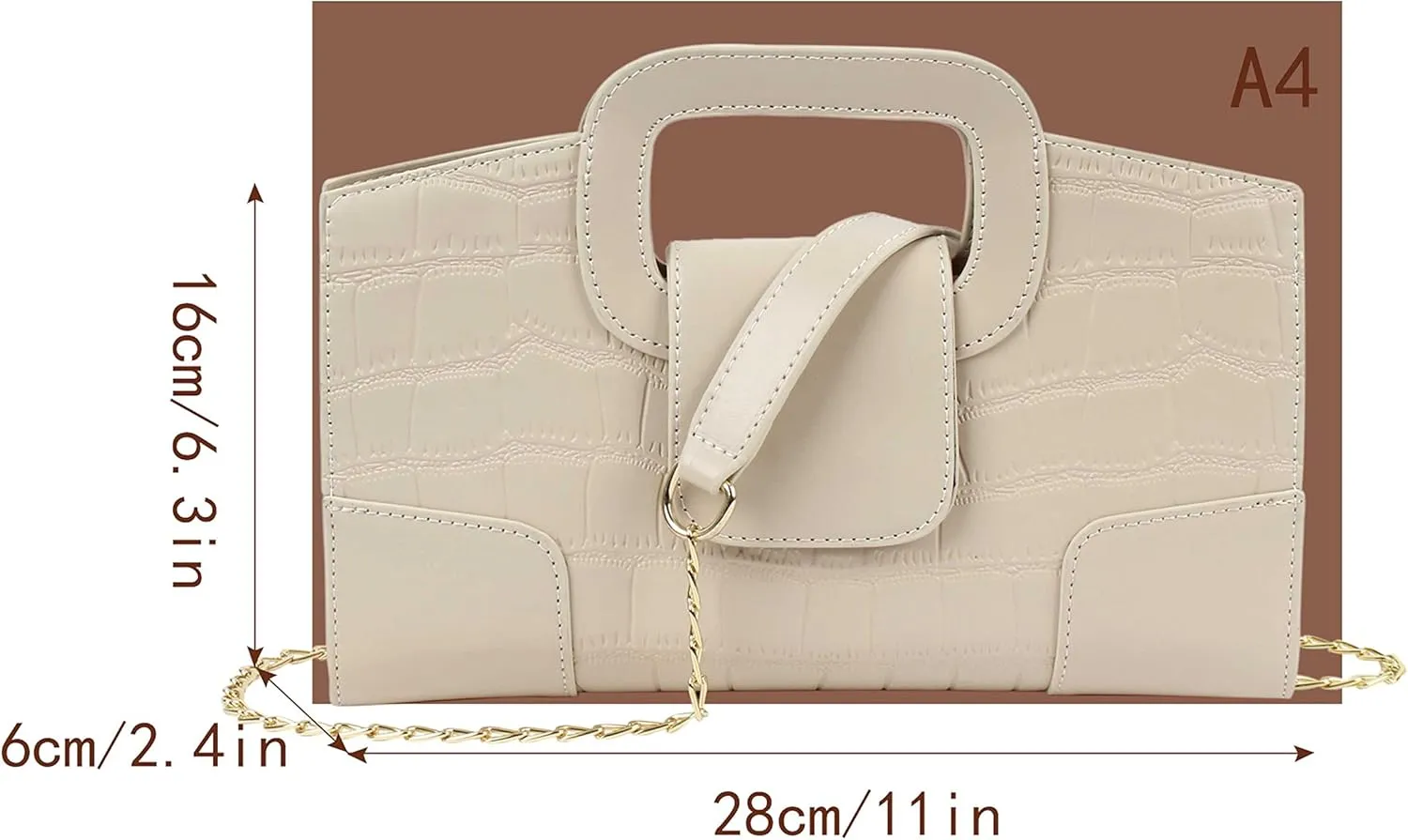 Fashion Women Flap Tote Top-Handle Handbag Crocodile Pattern Leather Clutch Purse Shoulder Crossbody