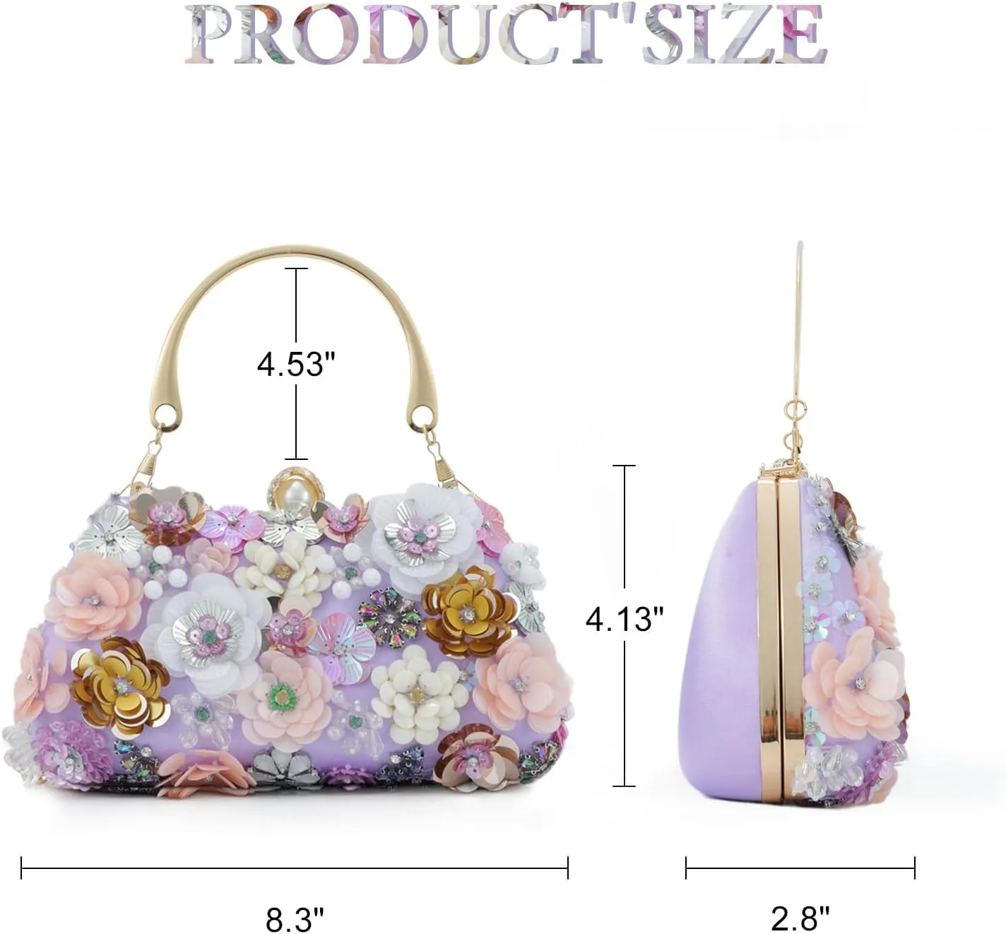 Fecialy Flower Clutch Purse Women 3D Floral Evening Handbags Chain Strap Shoulder Bag for Formal Party Bride Wedding