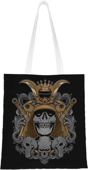 Fierce Skull Tote Bag for Women Canvas Shopping Bags Reusable Large Capacity Casual Shoulder Handbags Grocery Bags DIY Gift Bags