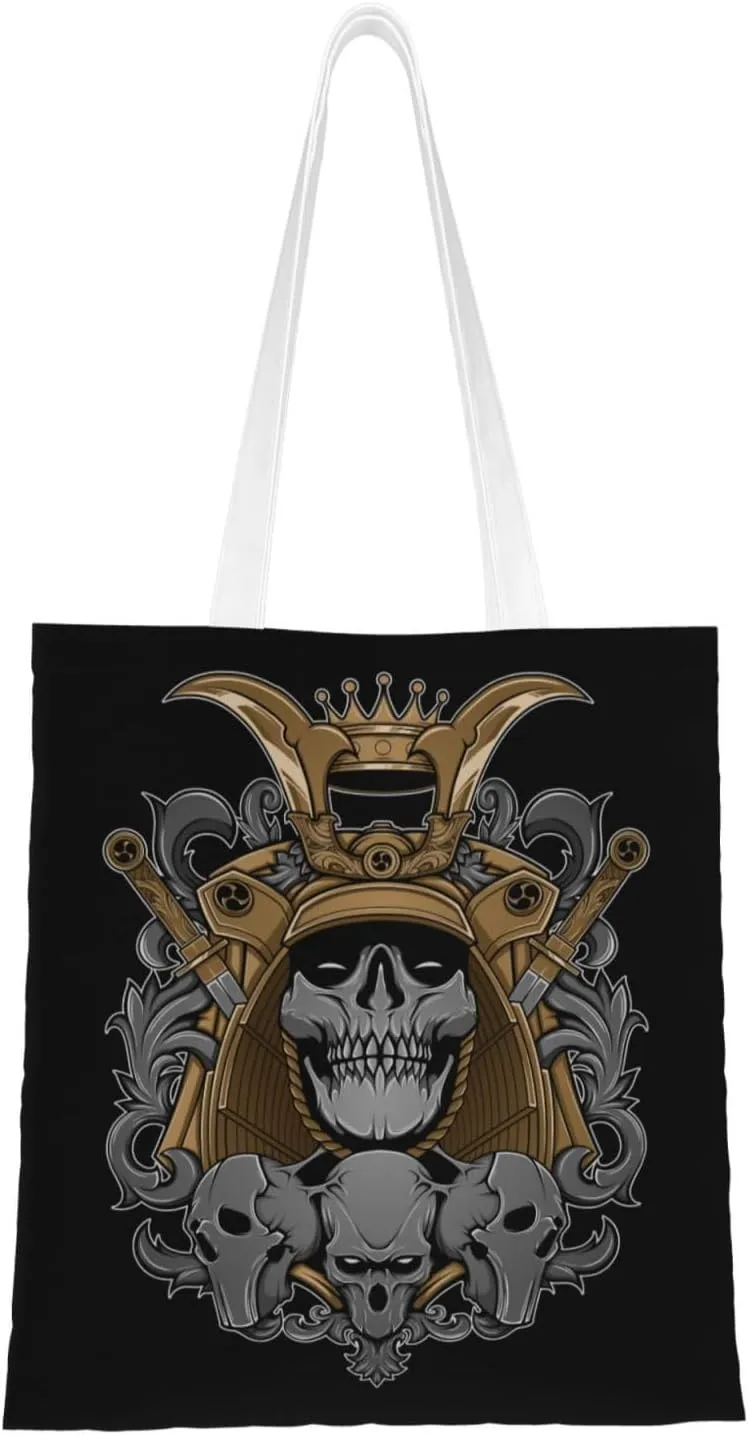 Fierce Skull Tote Bag for Women Canvas Shopping Bags Reusable Large Capacity Casual Shoulder Handbags Grocery Bags DIY Gift Bags