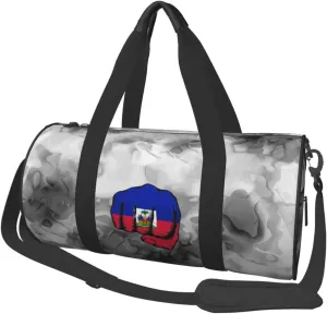 Flag Haiti Fist Power Convertible Garment Bag with Shoulder Strap, Carry on Garment Duffel Bag for Men Women - Rolling Foldable for Travel Luggage Bags (Black)