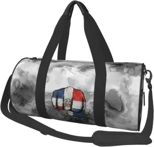 Flag of the Dominican Republic Fist Power Convertible Garment Bag with Shoulder Strap, Carry on Garment Duffel Bag for Men Women - Rolling Foldable for Travel Luggage Bags (Black)