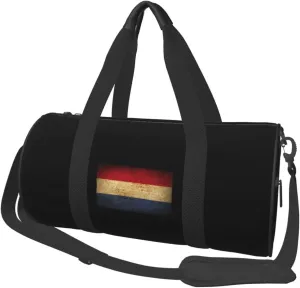 Flag of the Netherlands Convertible Garment Bag with Shoulder Strap, Carry on Garment Duffel Bag for Men Women - Rolling Foldable for Travel Luggage Bags (Black)