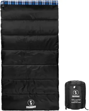 Flannel Sleeping Bag Cold Weather for Adults XL Camping Cotton Sleeping Bag 4 Season Big and Tall, Waterproof with Compression Sack