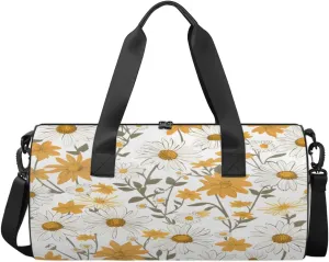 Floral Fantasy Design Sports Duffel Bag with Shoulder Strap, Large Capacity Gym Bag with Shoe Compartment, Water Resistant Travel Duffle Bag for Men Women Travel, Sports (17.6x9x9 Inch)