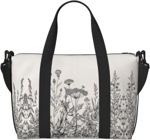 Floral Herbs Botanical Engraving Print Versatile Gym Sports Bag,Companion For Your Journeys And Fitness Routines