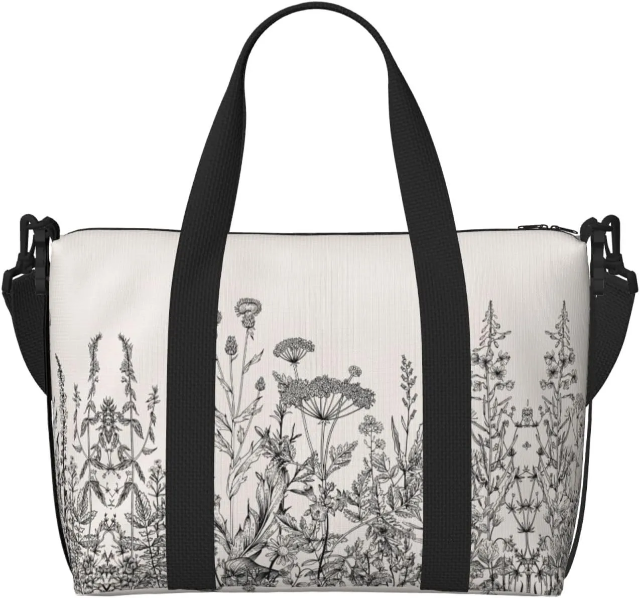 Floral Herbs Botanical Engraving Print Versatile Gym Sports Bag,Companion For Your Journeys And Fitness Routines