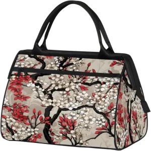Flower Art Womens Weekender Overnight Bag Asian Flower Travel Duffel Bag 25L Carry On Tote Bag Gym Duffle Bag for Women Teen Girls