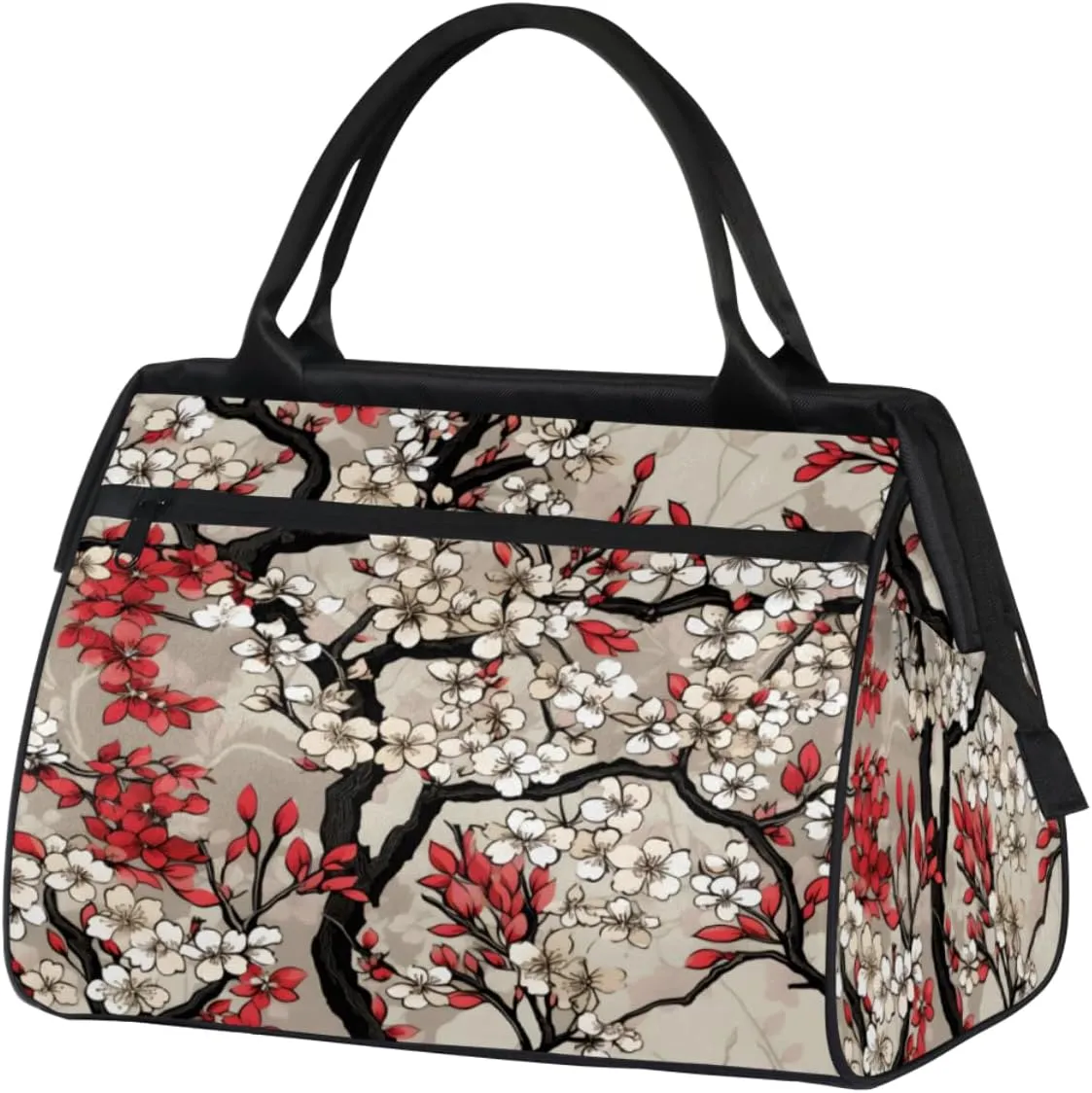 Flower Art Womens Weekender Overnight Bag Asian Flower Travel Duffel Bag 25L Carry On Tote Bag Gym Duffle Bag for Women Teen Girls
