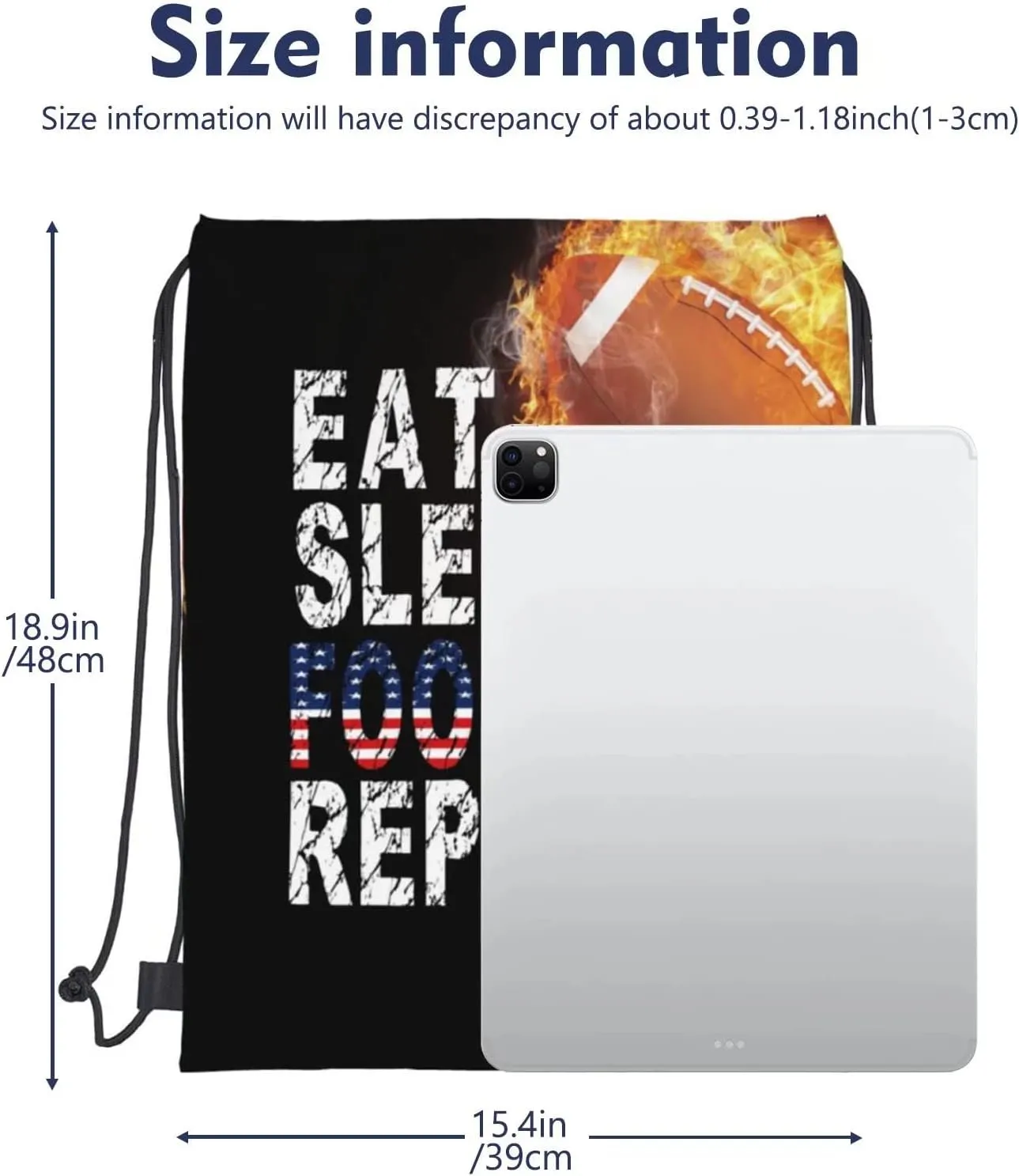 Football Drawstring Bags - Sport Sackpack Cinch String Bag for Girls & Boys, Waterproof American Football Player Gift