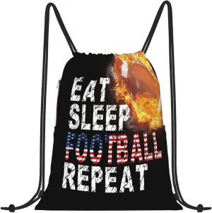 Football Drawstring Bags - Sport Sackpack Cinch String Bag for Girls & Boys, Waterproof American Football Player Gift