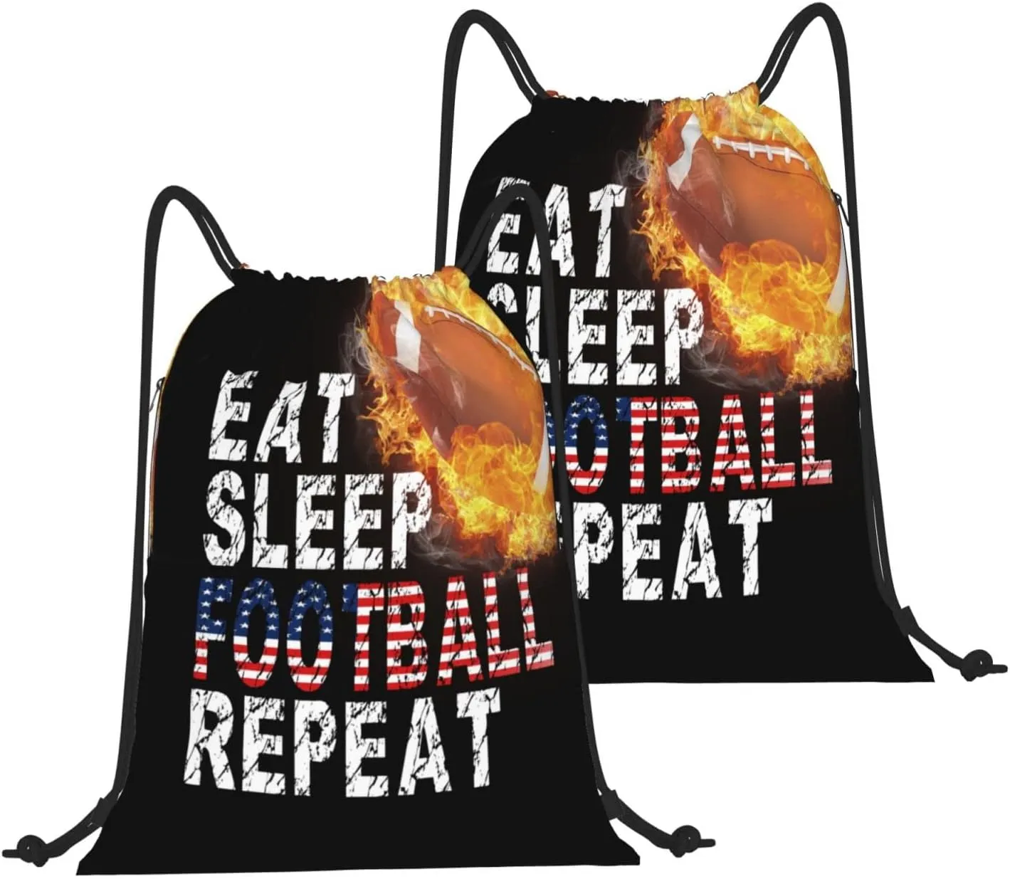 Football Drawstring Bags - Sport Sackpack Cinch String Bag for Girls & Boys, Waterproof American Football Player Gift