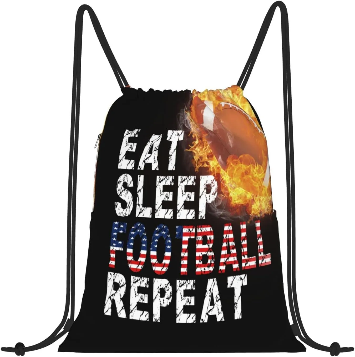Football Drawstring Bags - Sport Sackpack Cinch String Bag for Girls & Boys, Waterproof American Football Player Gift