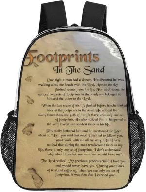 FootPrints in THESandPoem Characters 17 Inch Transparent Bag Made of PVC Material for Both Men And Women