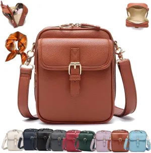 Forcipower Crossbody Leather Bag, Mini Messenger Shoulder Handbag, Anti-Theft Vintage Shoulder Messenger Bags