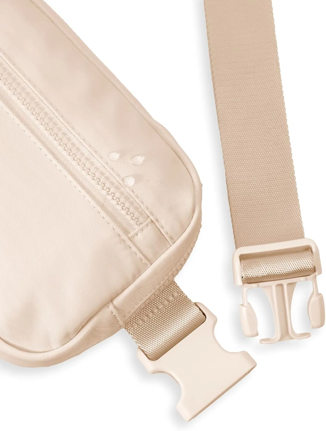 FORZAROCKET Essential Belt Bag w/Long Strap 70" & Front Zip Pocket – Crossbody Bag w/Extended Strap – Fanny Pack for Women Men – Two-Way Zipper Sling Bag – Travel & Plus Size Friendly, Beige