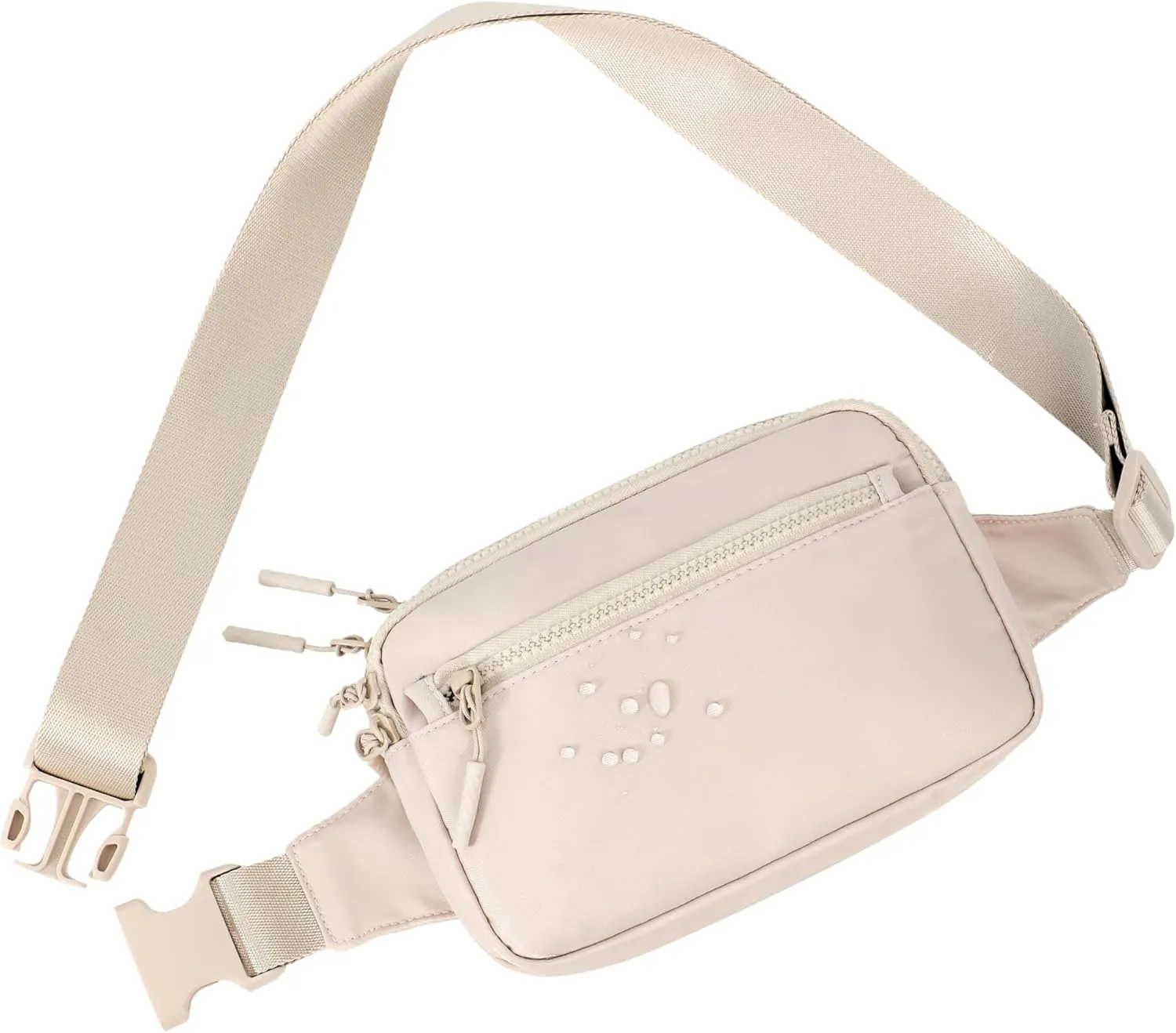 FORZAROCKET Essential  Large Belt Bag w/Long Strap 70" – Double Compartment – Crossbody Bag w/Extended Strap – Fanny Pack for Women Men – Two-Way Zipper Sling Bag – Travel & Plus Size Friendly, Beige